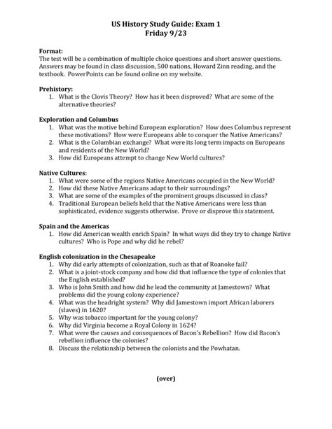 history study guide answers PDF