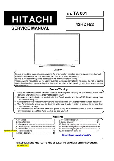 hitachi 42hdf52 service manuals Epub