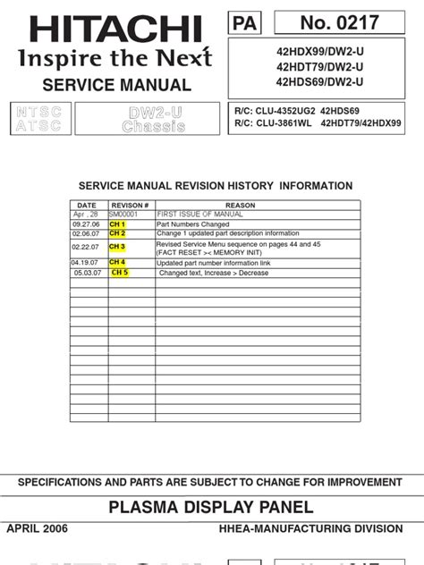 hitachi 42hdt79 service manual Reader