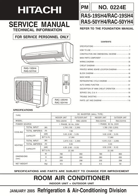 hitachi ac service manual Kindle Editon