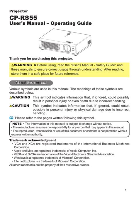 hitachi cp rs55 projectors owners manual PDF