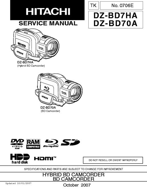 hitachi dz bd7ha camcorders owners manual Epub