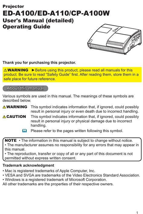 hitachi ed a100 projectors owners manual Reader