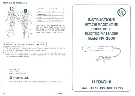 hitachi magic wand hv 250r quick manual user guide Reader
