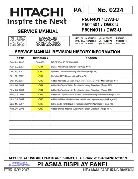 hitachi plasma display manual PDF