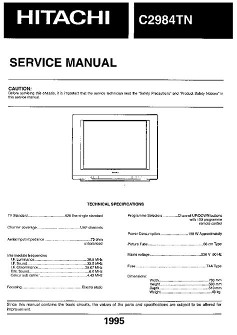 hitachi tv service manuals PDF