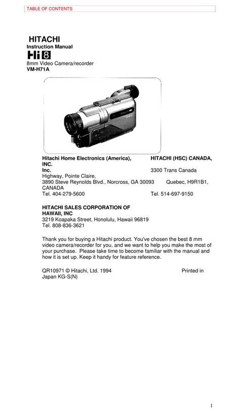 hitachi vm h71a camcorders owners manual Kindle Editon
