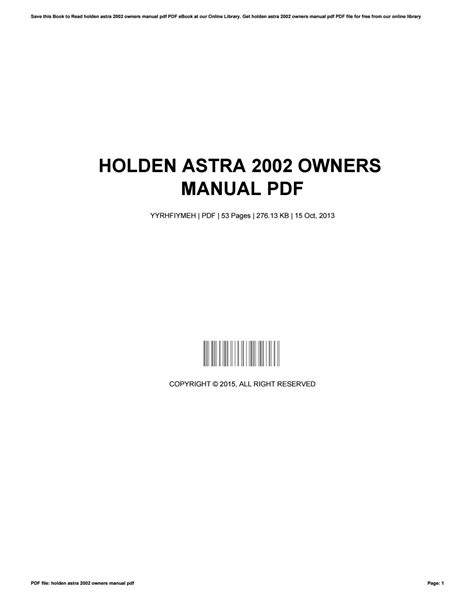 holden astra 2002 owners manual Epub