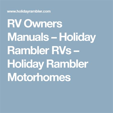 holiday rambler service manual Reader