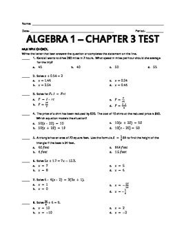 holt algebra 1 chapter tests Doc