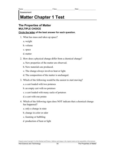 holt introduction to matter answer key Reader