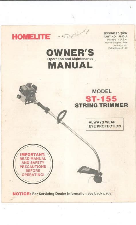 homelite gas string trimmer manual PDF