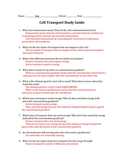 homeostasis cell transport study guide answers pdf Doc