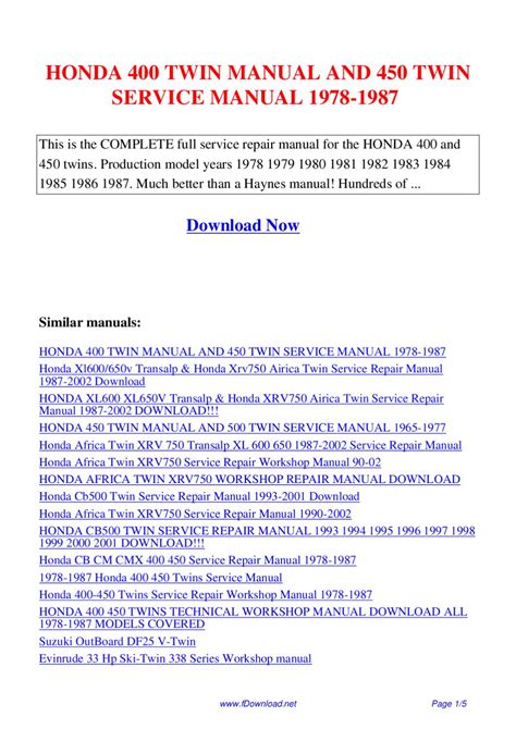 honda 400 twins manual Epub