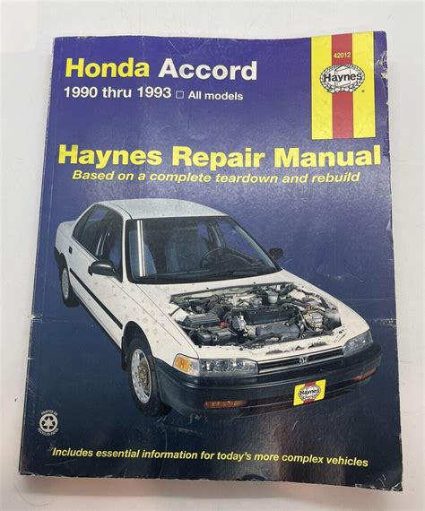 honda accord 1990 thru 1993 all models haynes repair manual PDF