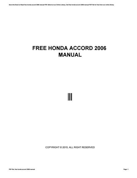 honda accord 2006 manual pdf Epub