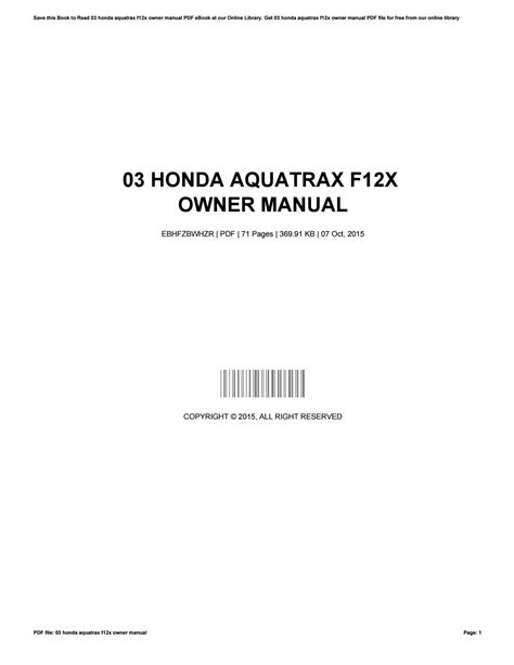 honda aquatrax fx owners manual Kindle Editon