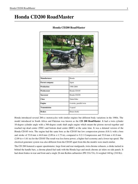 honda cd200 roadmaster manual Reader