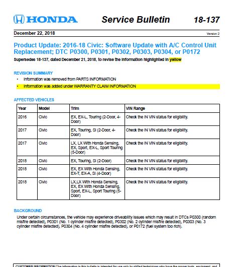 honda civic service bulletins tsbs Kindle Editon