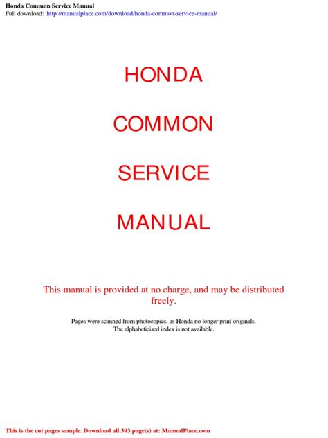 honda common service manual en francais PDF