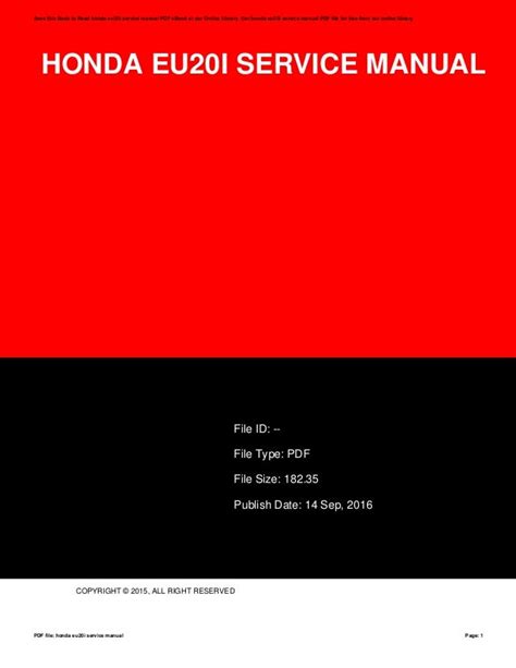 honda eu20i service manual Epub