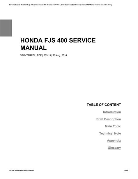 honda fjs 400 service manual PDF