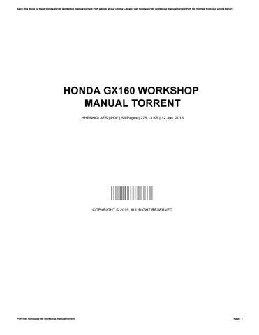 honda gx160 shop manual torrent PDF