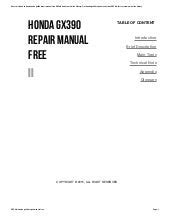 honda gx390 service manual free Kindle Editon