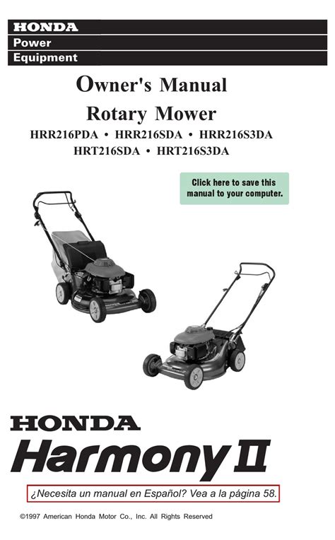 honda harmony 216 manual Reader