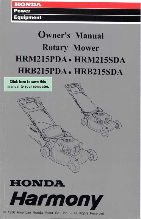 honda harmony hrm215 owners manual PDF