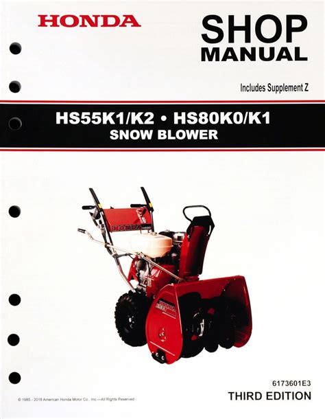 honda hs80 snowblower owners manual PDF