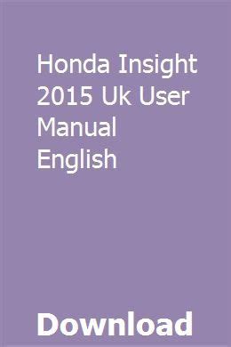 honda insight user manual pdf PDF