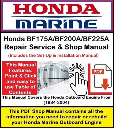 honda marine outboard bf175a bf200a bf225a service repair workshop manual download Ebook Reader