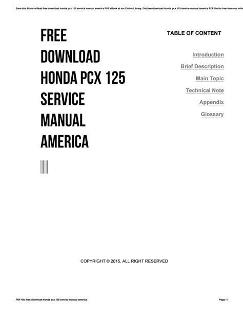 honda pcx preventive maintenance manual Reader