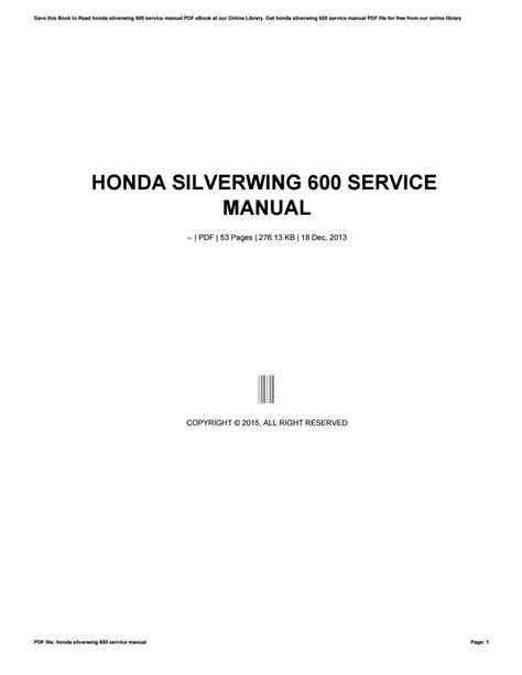 honda silverwing service manual 2003 Ebook PDF