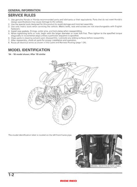 honda trx450r service manual 05 PDF