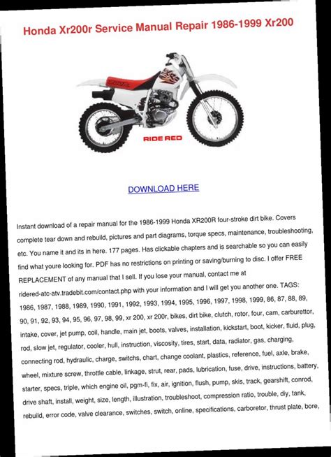 honda xr200 workshop manual free download Kindle Editon