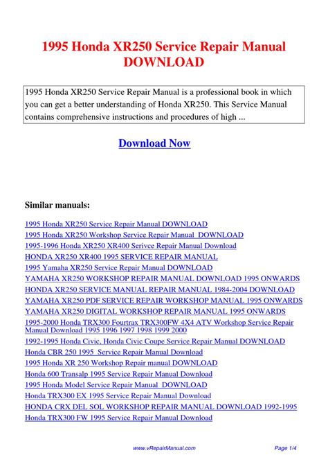 honda xr250 service manual free download Reader
