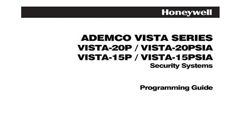 honeywell ademco vista 20p programming manual pdf Kindle Editon