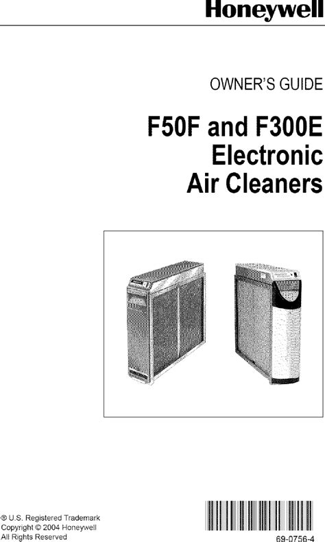 honeywell electronic air cleaner user manual PDF