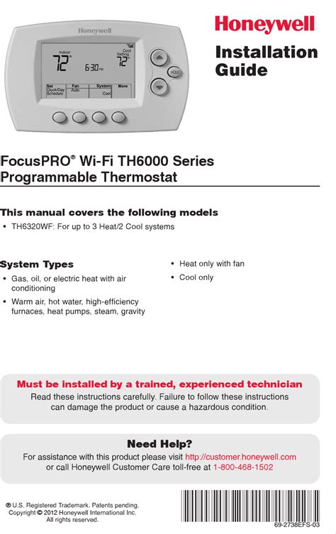 honeywell focuspro th6000 series installation guide Epub