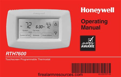 honeywell rth7600d touchscreen 7 day programmable thermostat manual Reader