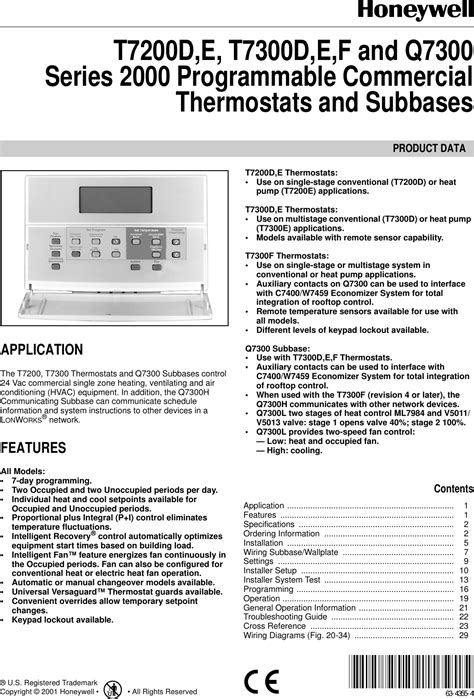 honeywell t7300 installation manual Reader