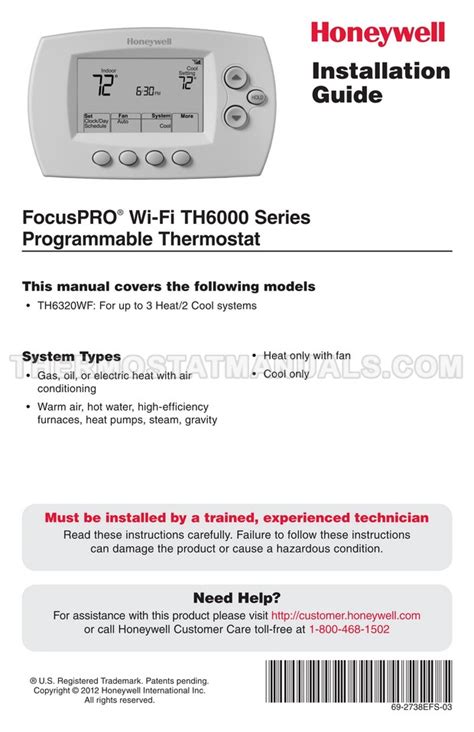 honeywell thermostat installation manual 6000 Kindle Editon