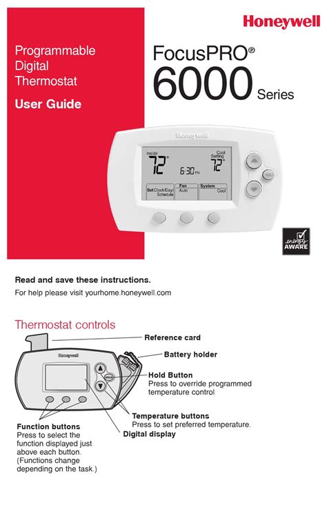 honeywell thermostat pro6000 instructions manual PDF