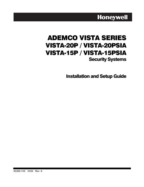 honeywell vista 20 installation manual PDF