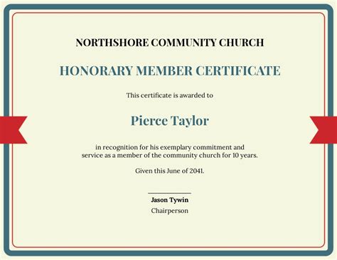 Honorary Certificate Template