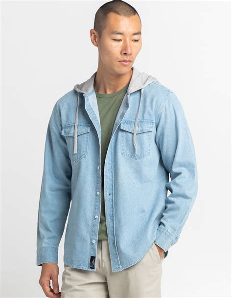 hooded button up shirt