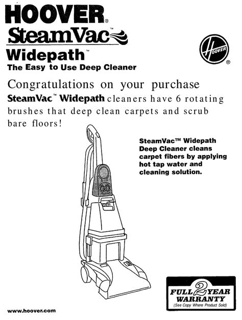 hoover steam vac wide path manual PDF