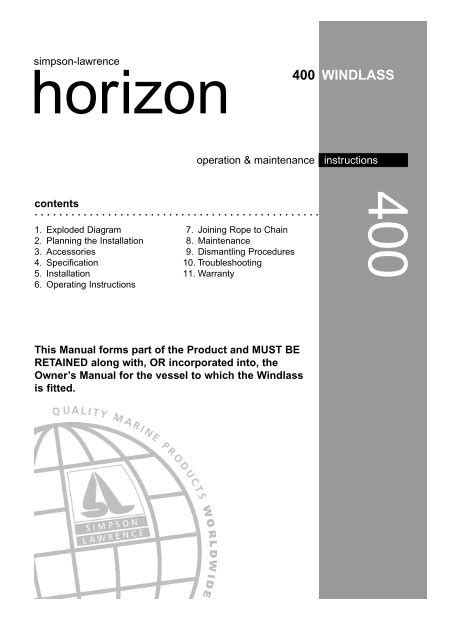 horizon 400 windlass manual Reader